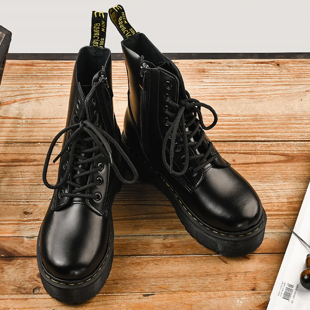 

New men's and women's leather high-top thick-soled motorcycle boots fashion DR Martin boots winter cotton boots