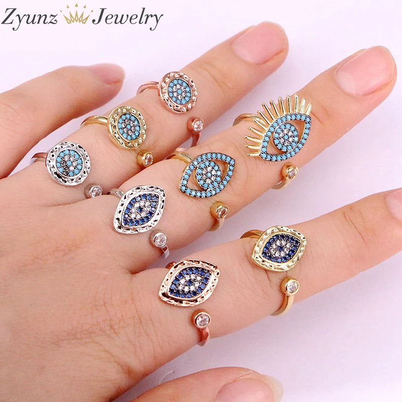 10 шт., CZ Micro Pave Stones браслет ручной работы с разноцветным бисером кольца для пальцев винтажные открытые двойные кольца ювелирные аксессуары женские кольца