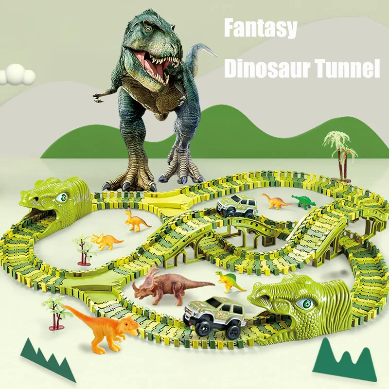 211 шт. трек набор динозавров ж/д Игрушки для малышей мальчиков с рисунком