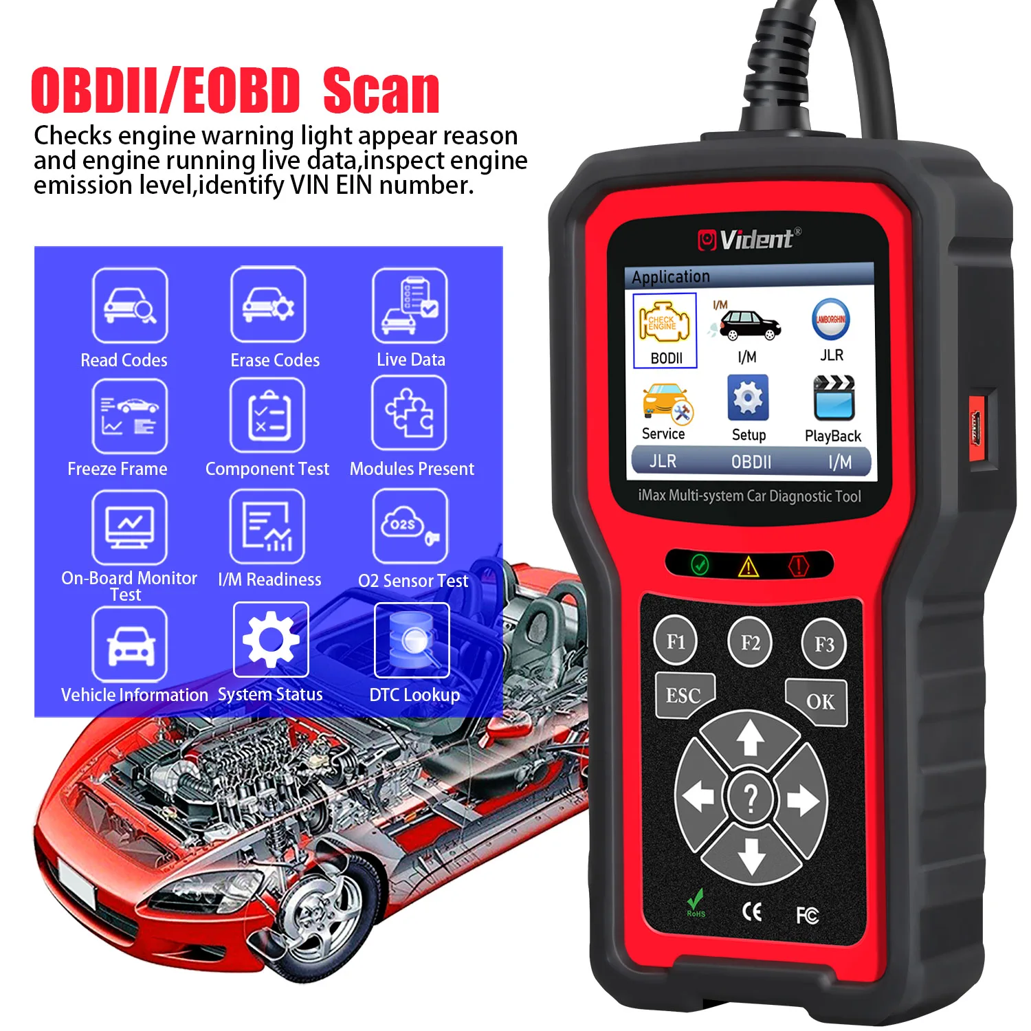 VIDENT iMax4303 для Jaguar/Land Rover OBD2 автомобильный диагностический инструмент Поддержка TPMS