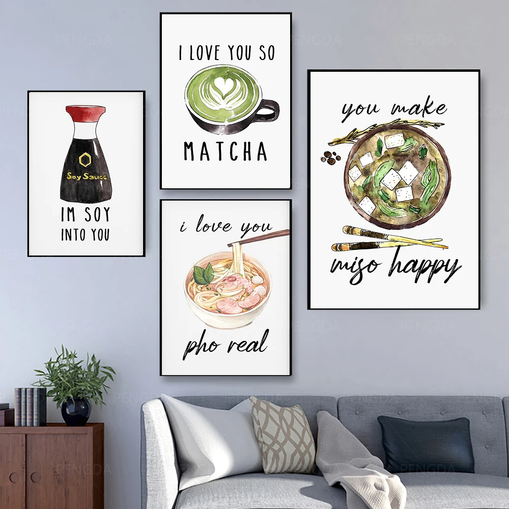 

Aesthetics Noodles Coffee Asian Food Poster Canvas Wall Anime Art For Home Kitchen Signs Decoration for Bedroom Living Decor