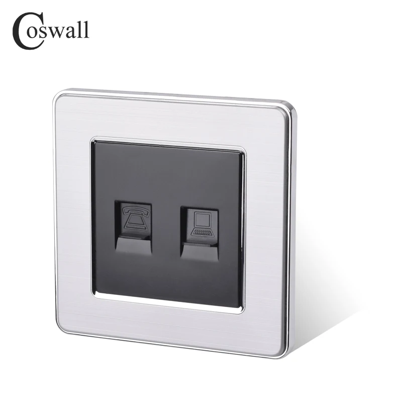 COSWALL RJ45 Интернет-разъем для передачи данных CAT5E разъем с 2-ядерным разъемом RJ11