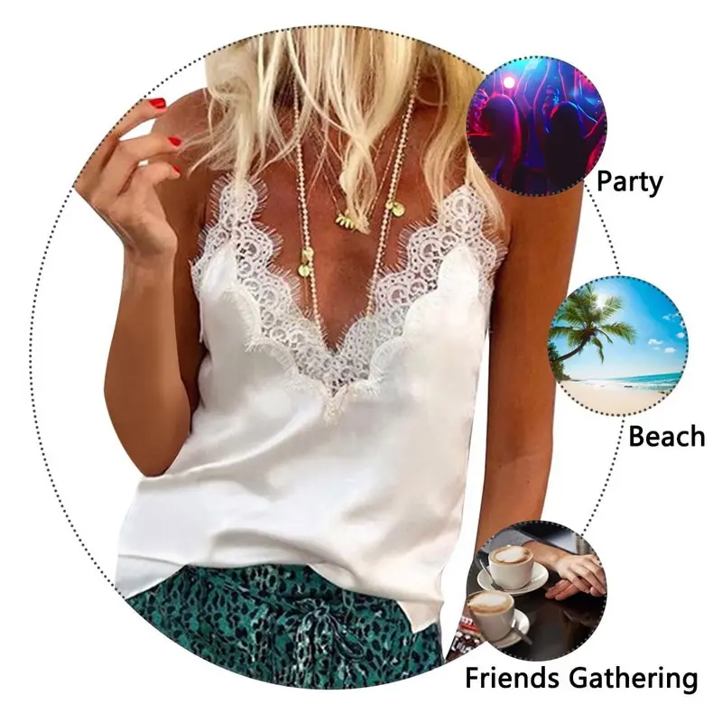 Женский шифоновый топ MJARTORIA однотонный кружевной без рукавов 3XL укороченный encaje