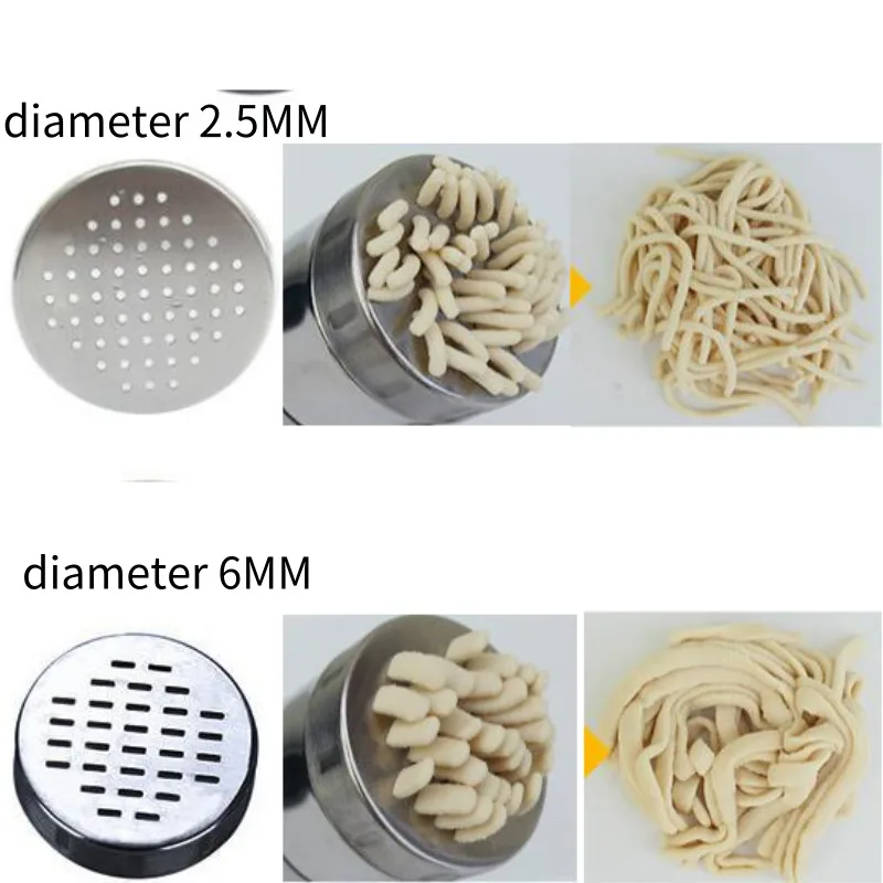 2pcs 2.5mm 6mm Новейшая ручная машина для приготовления лапши из нержавеющей стали, бытовая машина для приготовления пасты, пресс-машина для приготовления Spaetzle, соковыжималка для фруктов, 5 различных форм - Цвет: 2pcs 2.5mm 6mm