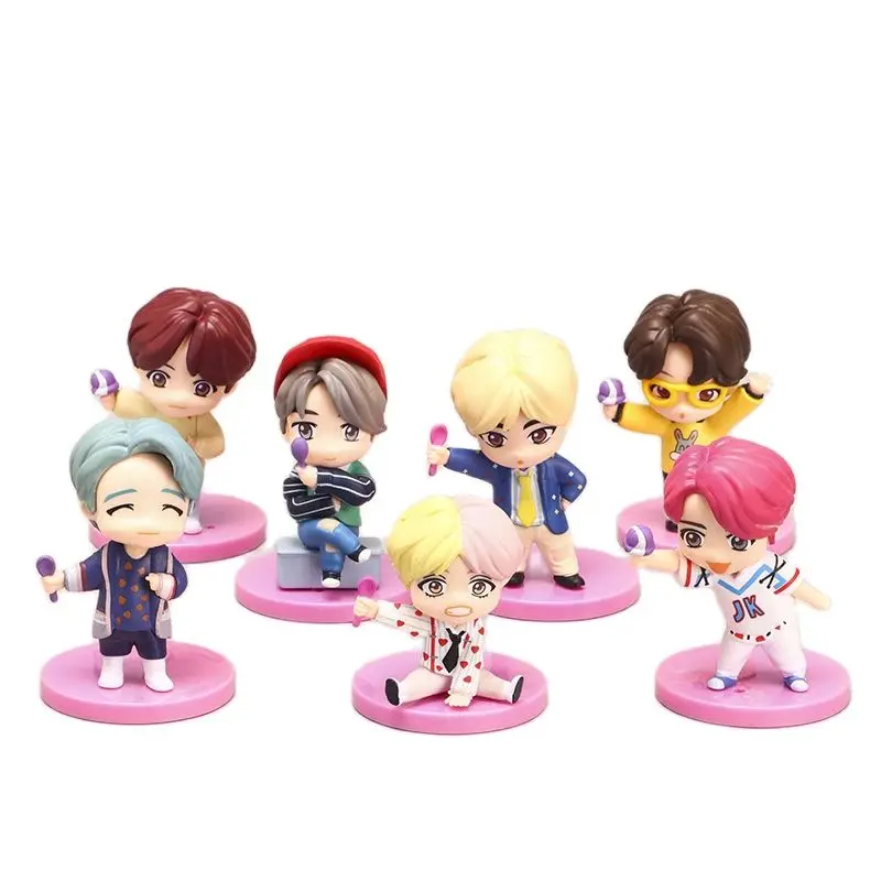 

7PCS/set Figure Toys Bangtan Boys Groups Model Toys KPOP Star TOP Group A.R.M.Y PVC Keychain Action Figures Collecting Gift