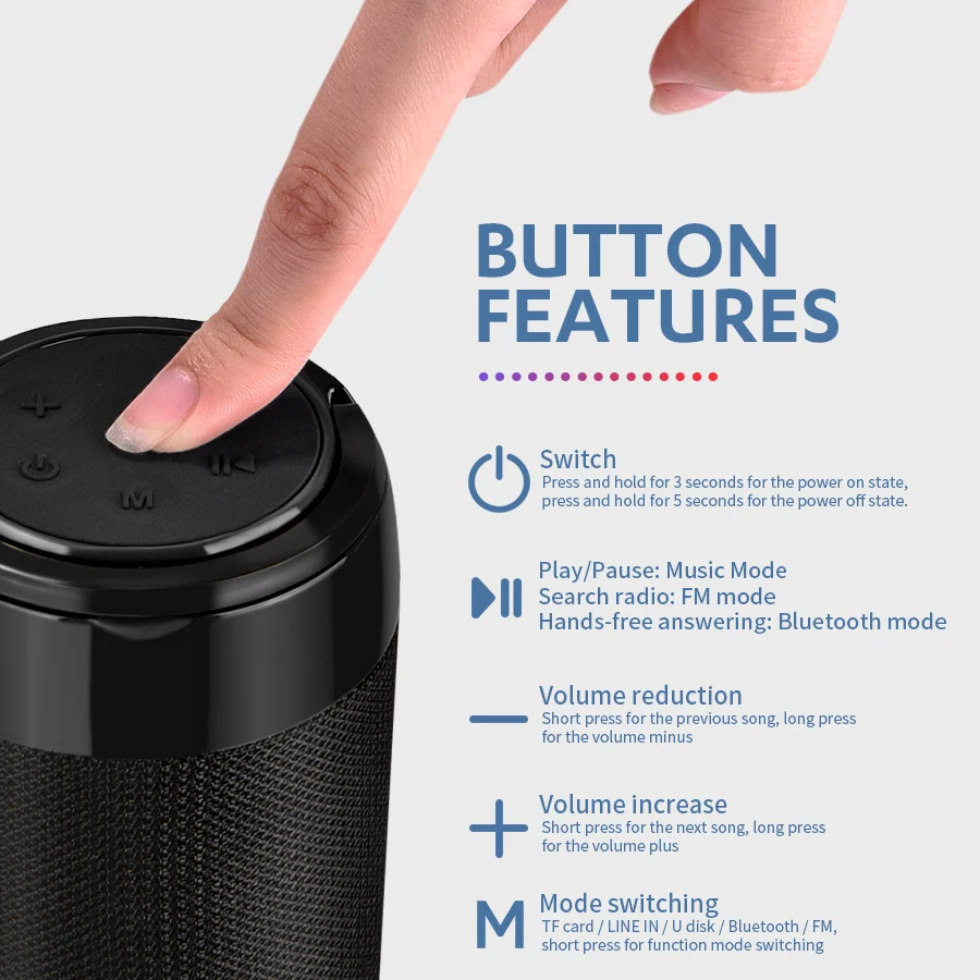 Портативный Bluetooth мини-динамик с радио водонепроницаемый сабвуфер беспроводной
