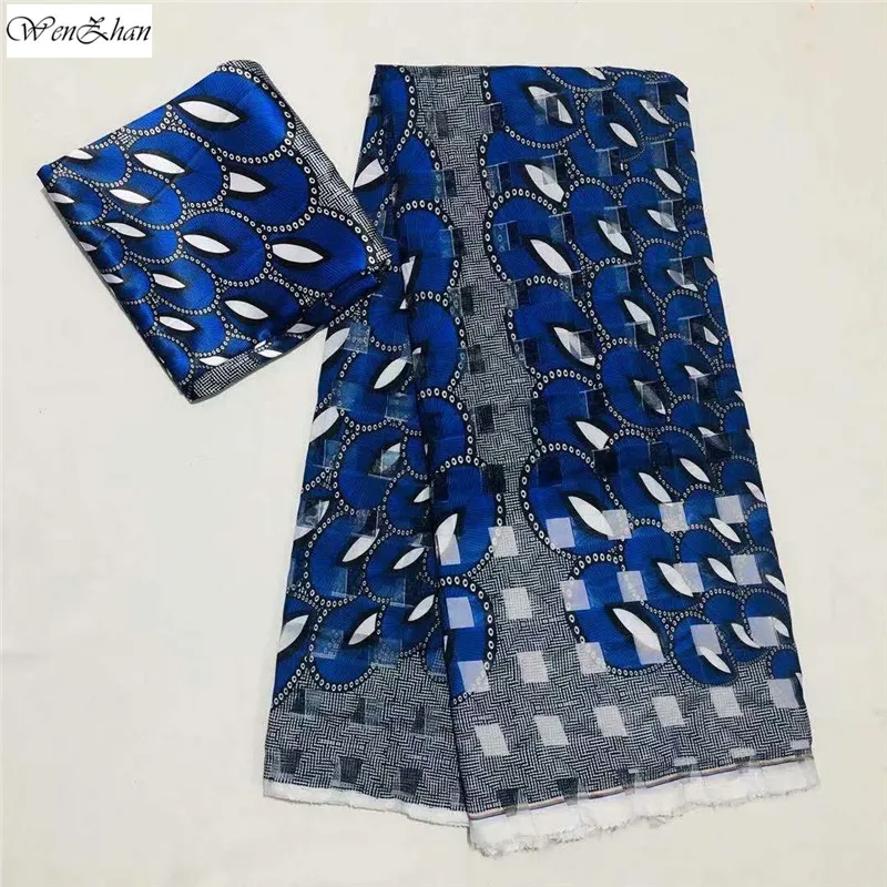 

African organza silk wax print fabric ribbon silk material hot selling african nigerian fabric for women dress 4+2yards B26-26