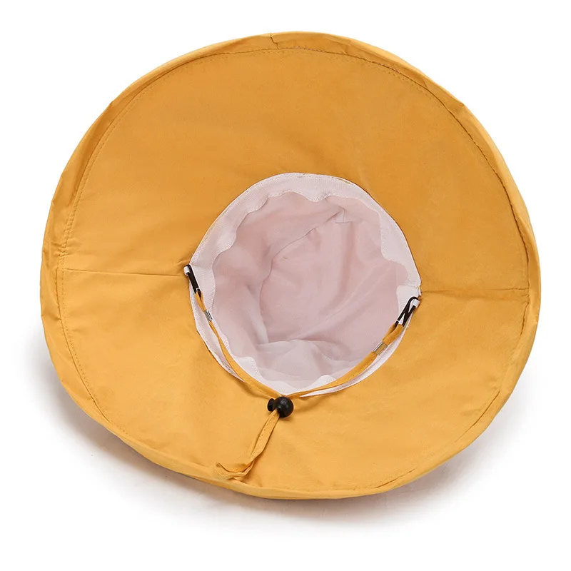 

Fashion Summer Big Large Brim Sun Hat for Women Korean Female Seaside Sun Protection UV Cap Wild Fisherman Bucket Hats 2021