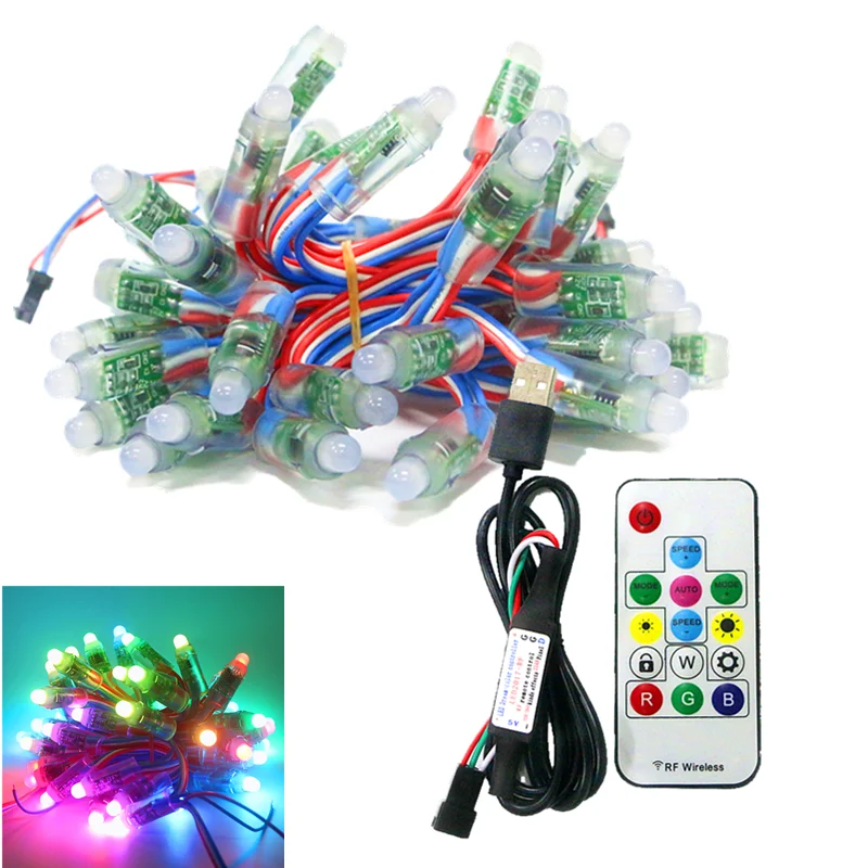 Полноцветный пиксельный светодиодный модуль WS2811 50 светодиодов 5 В IP68