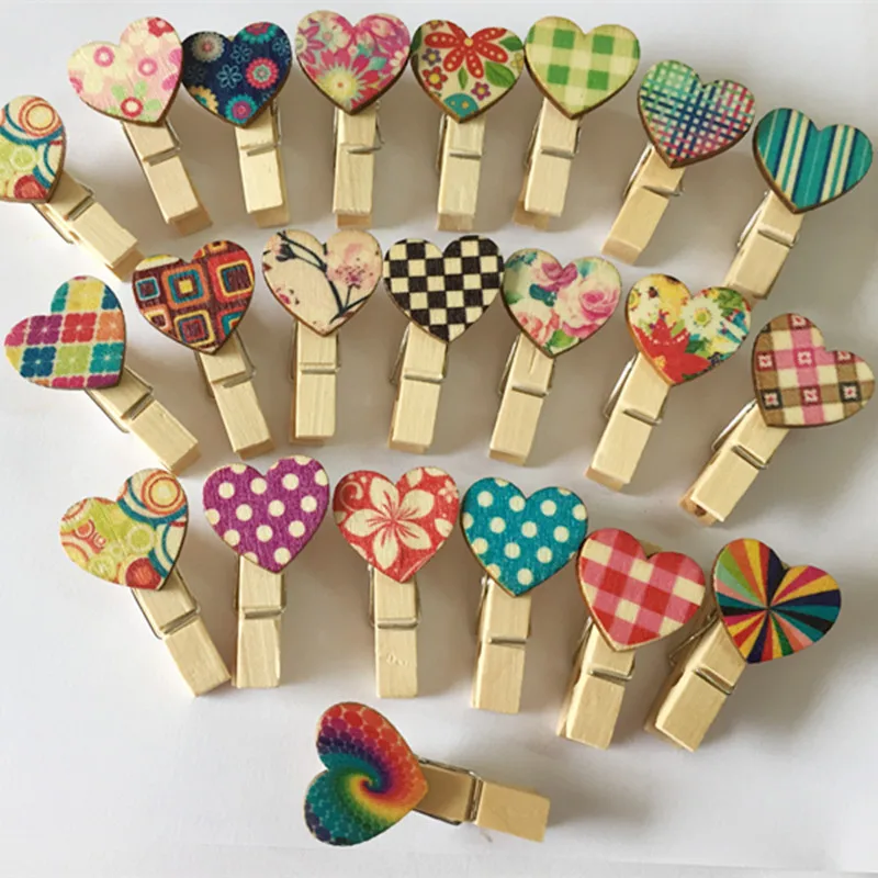 10 шт деревянные Мини зажимы любовь прищепка с сердечком ремесло типа сделай сам