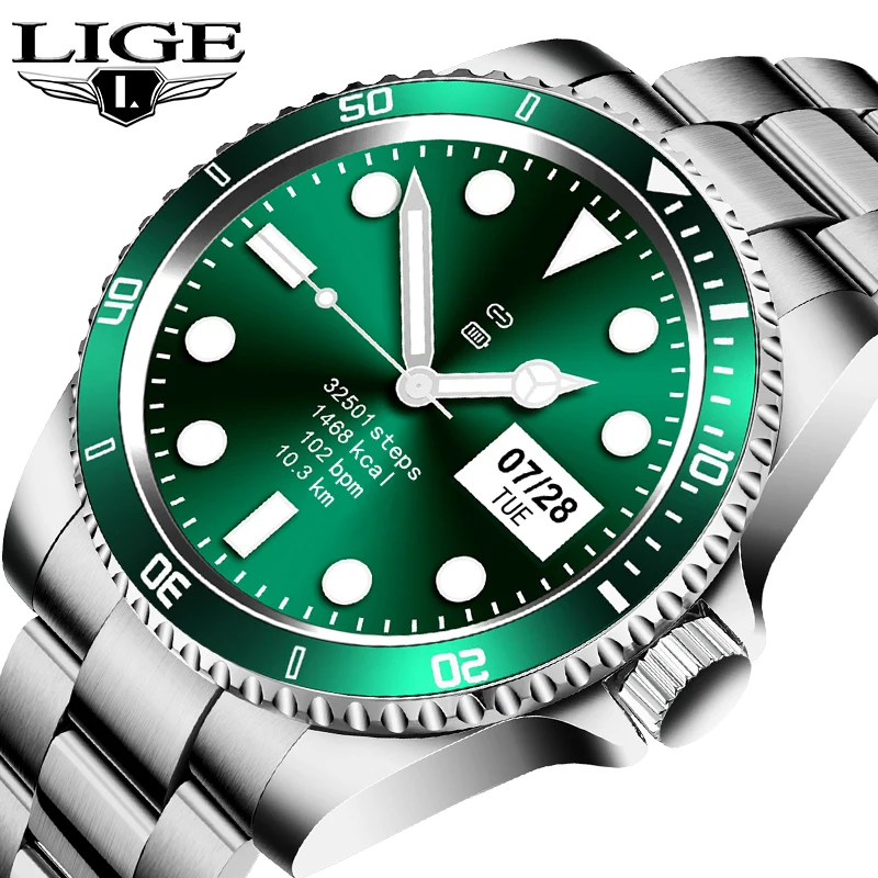 LIGE Модные Смарт часы для мужчин Bluetooth звонков пульсометр монитор артериального