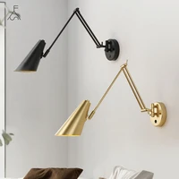 modern adjustable swing long arm led wall lamp warmcold lighting wall mounted household bedside lighting wall sconce
