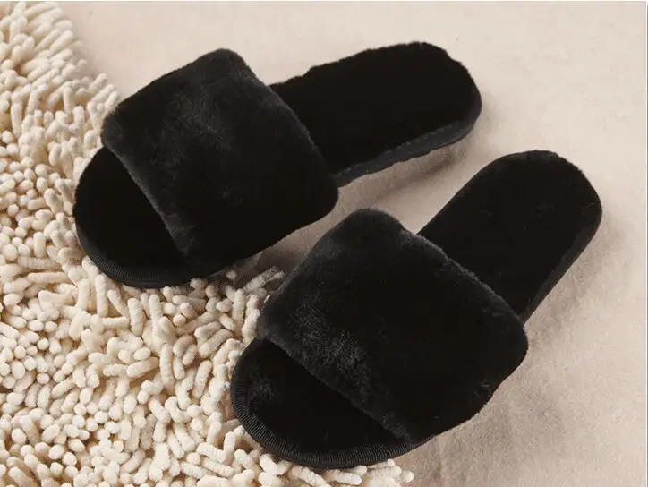 

Women Winter Flat House Slipper Warm Faux Fur Indoor Slide Flats Furry Slides for Women Flat Slippers for Women Slippers Women