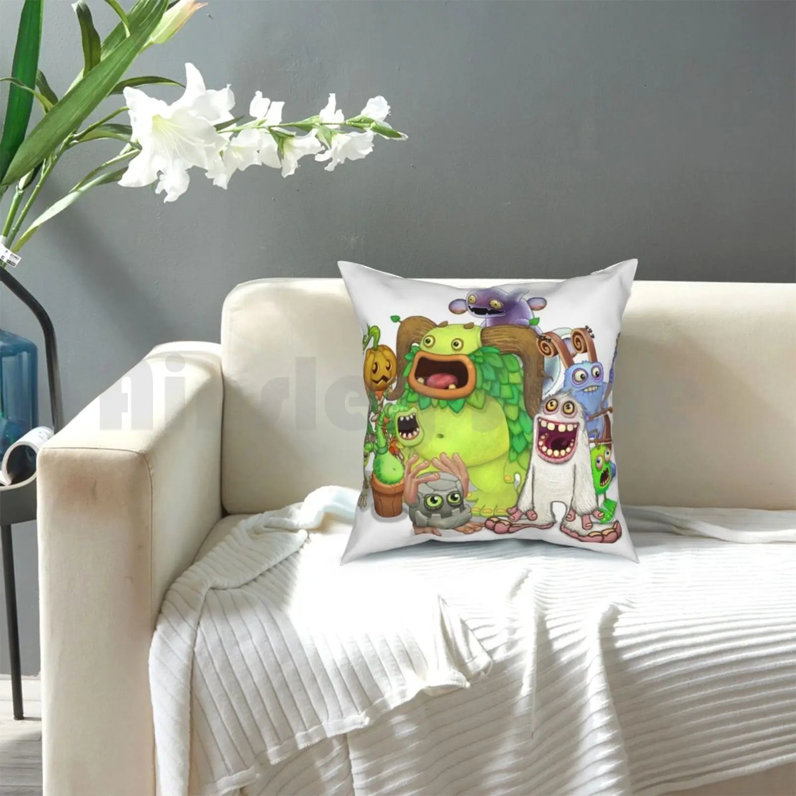 Чехол-Подушка с надписью Мой пение монстров | Дом и сад