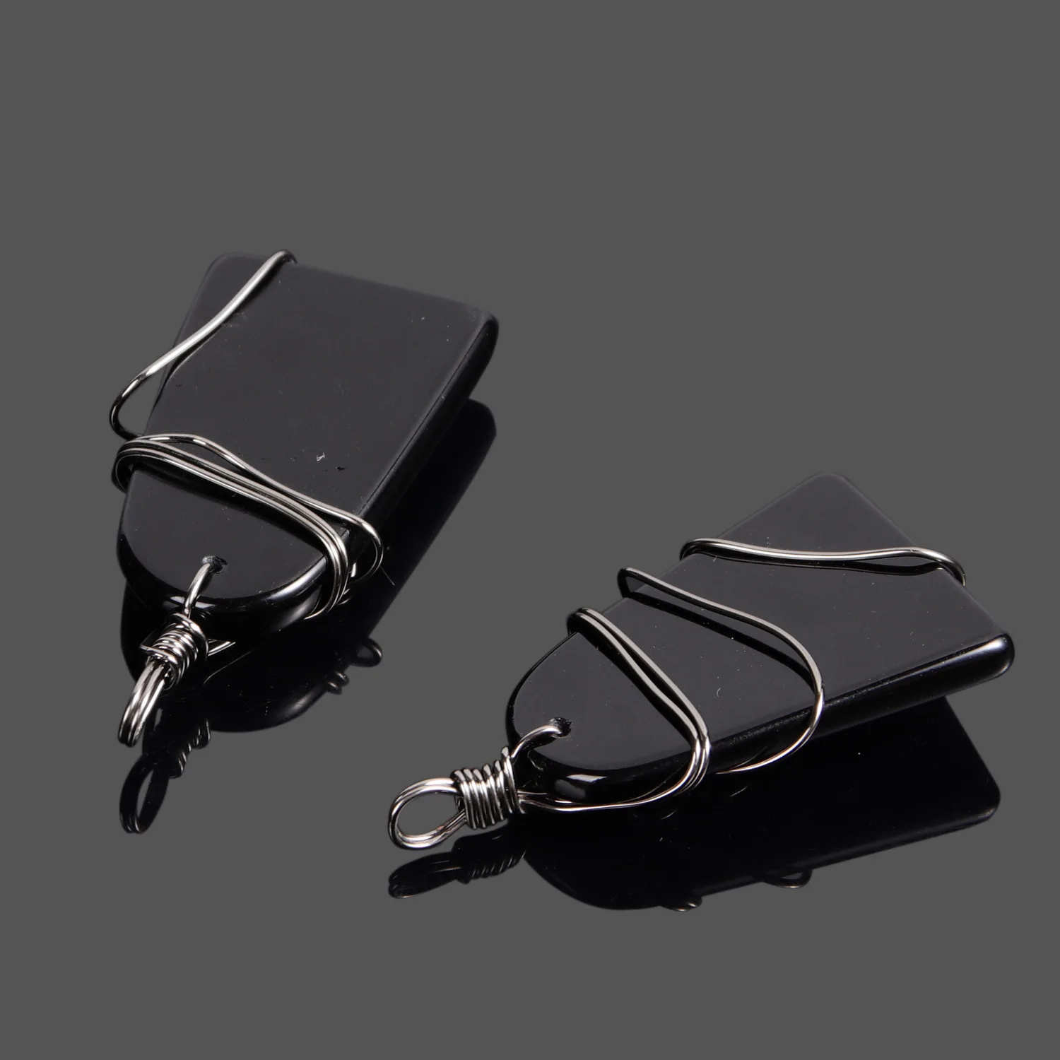 Природные обсидиана злых духов украшенное камнем-талисманом трапециевидной