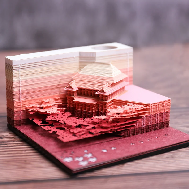 

Omoshiroi Block Sticky Note Japan Kiyomizu Temple 3D Model Retro Creative Paper Carving Note Paper Custom Valentine'S Day Gifts