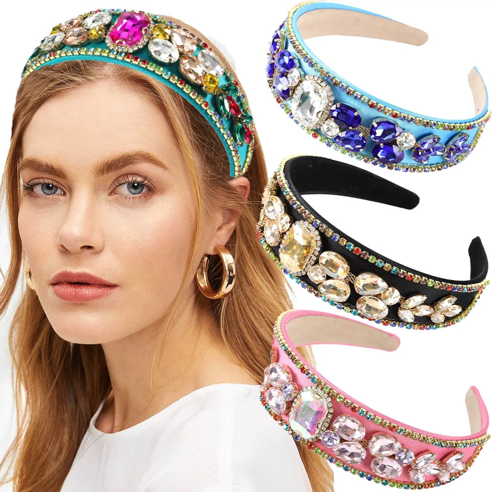 

Ободок для волос женский Haimeikang, широкий, элегантный, стразы