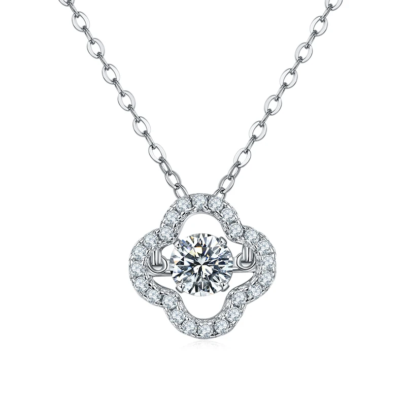 

Smart Clover Necklace Clavicle Chain 925 Silver Choker For Women,Miossanite Diamond Elegant Pendant Necklace Fine Jewelry