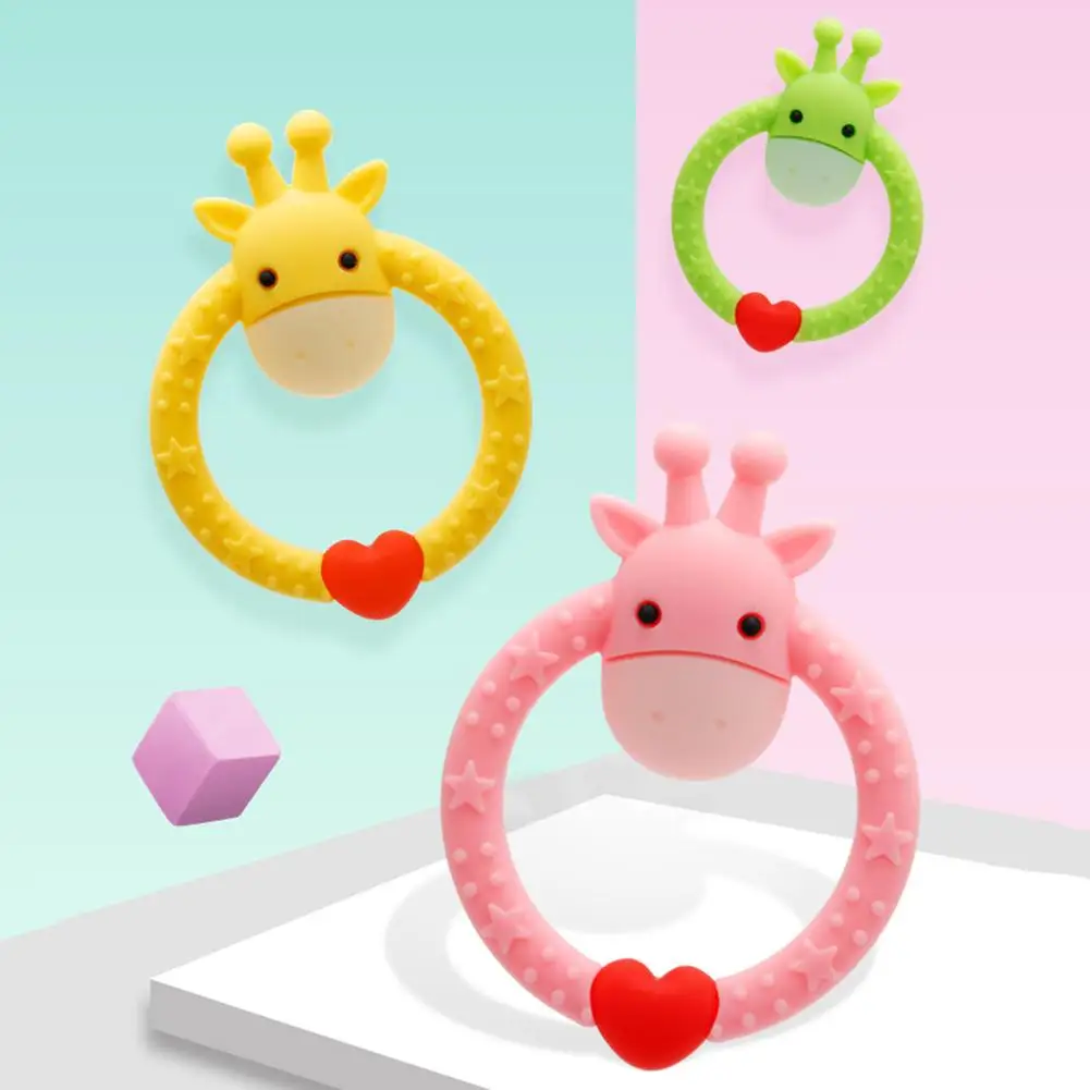 Детский силиконовый Прорезыватель для зубов Круглый мультяшный жираф животное