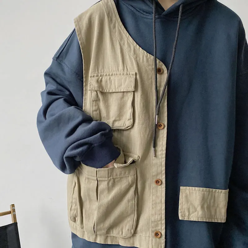 

XITAO New Contrast Color Sweatshirt Fashion Splicing Asymmetrical False Two Pieces Casual Loose Hooded Collar Women ZXR1553