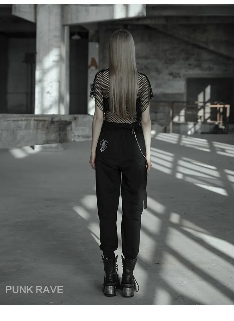Женские свободные штаны PK291 черные для бега в стиле панк размер S-L | Женская одежда