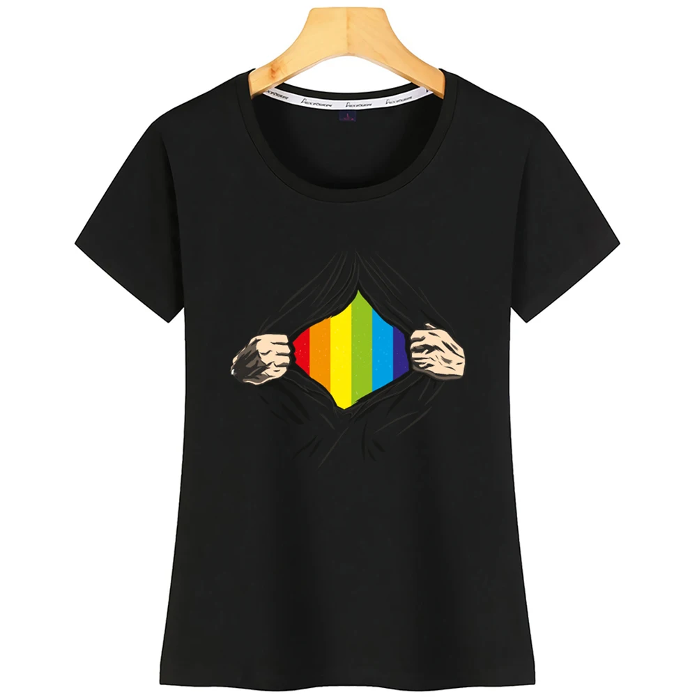 Топы Футболка женская ЛГБТ Радужный Флаг гей лесбиянок Би транссексуалов дизайн