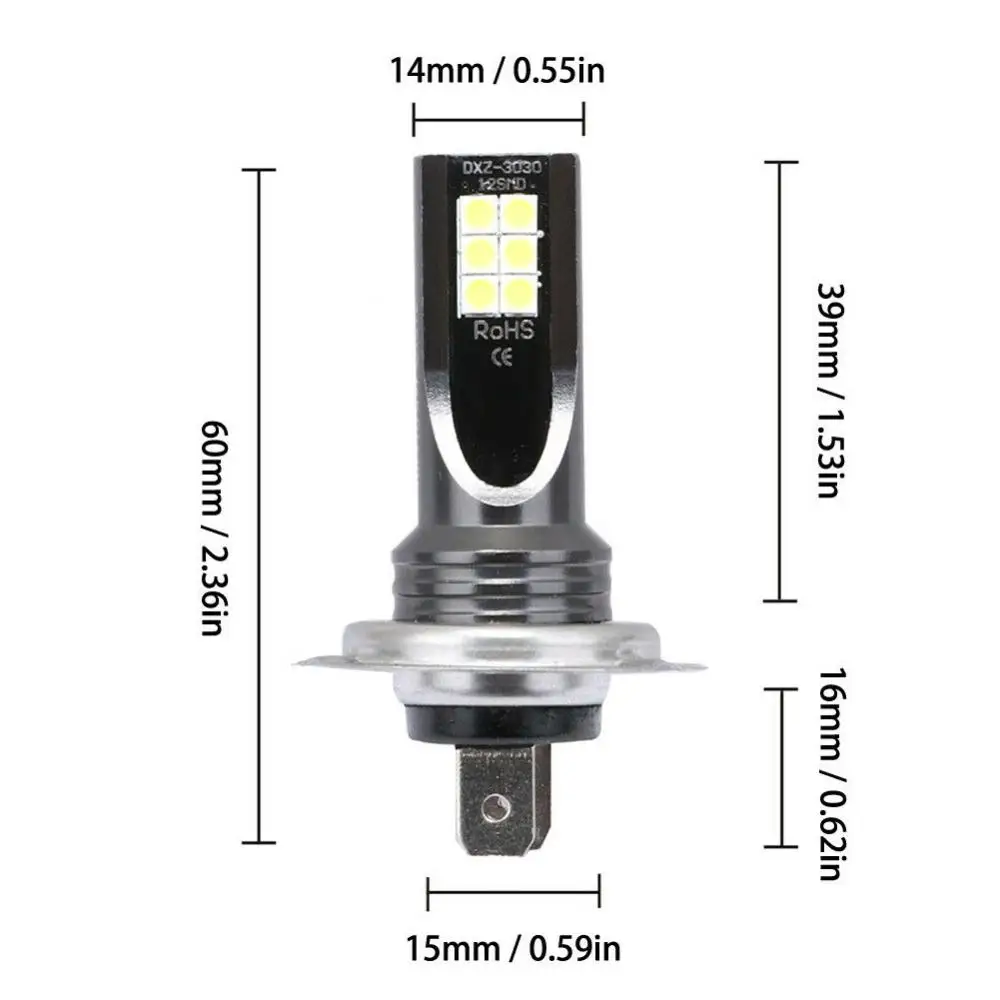 

2Pcs H7 3030 12SMD Super Bright Car Auto Headlight DRL LED Fog Lamp Light Bulb led
