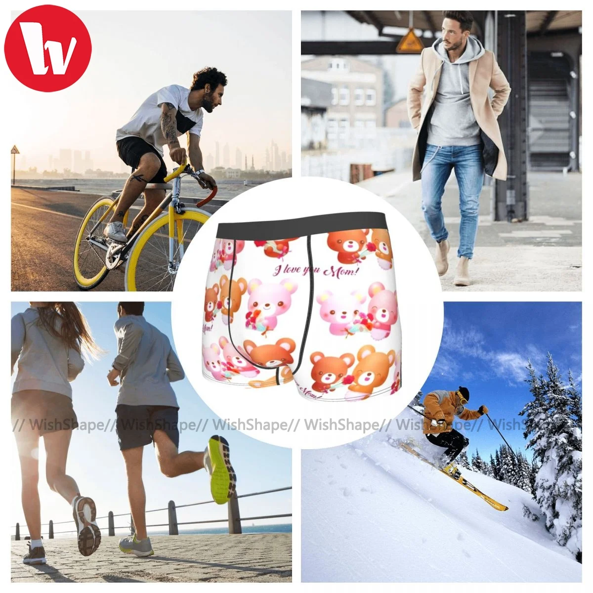 

Bear Underwear Sublimation Polyester Sublimation Trunk Trenky Man Classic Boxer Brief