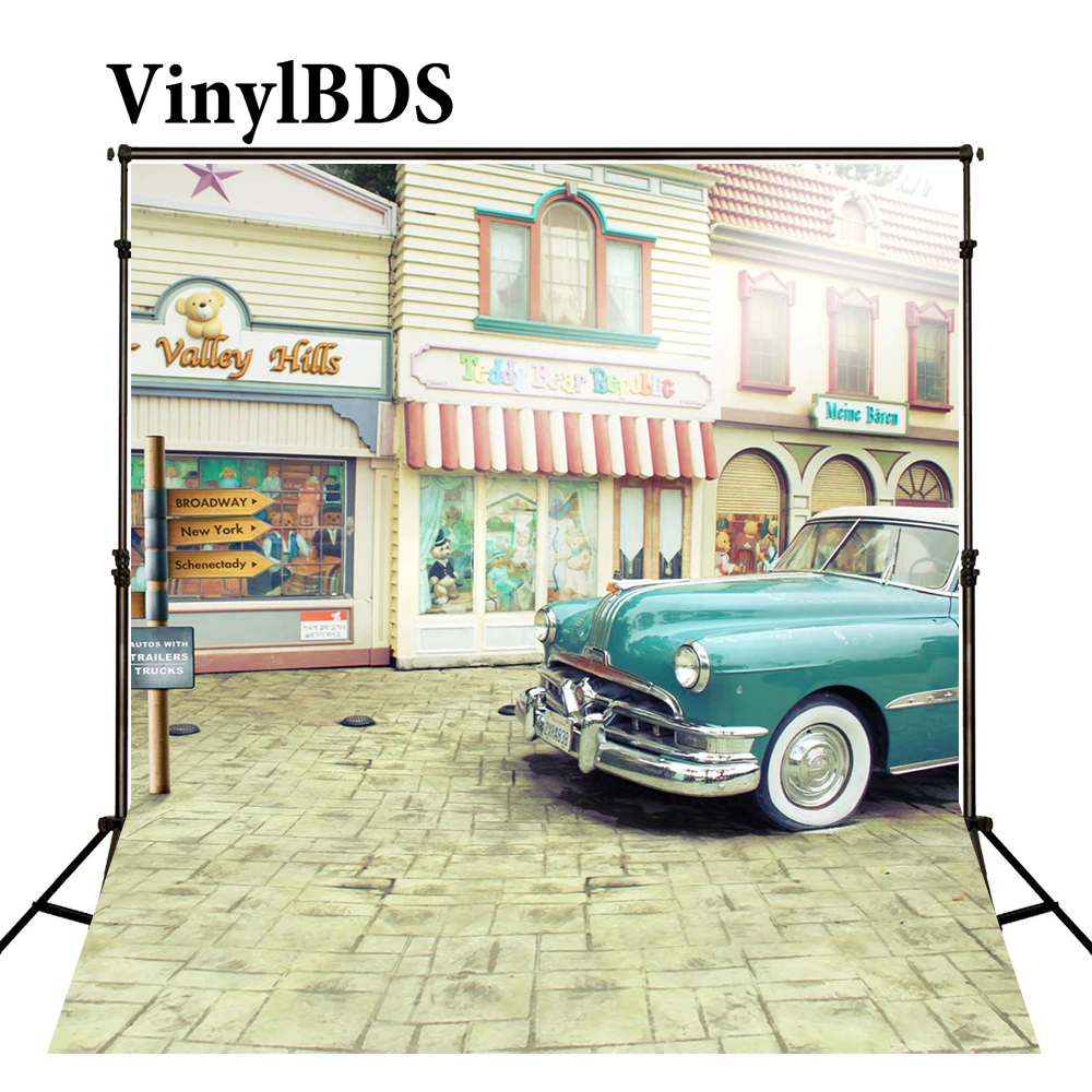 

VinylBDS Photo Backdrops Street Green Car Photography Newborn Toy Store Indicator Photo Backdrops Background