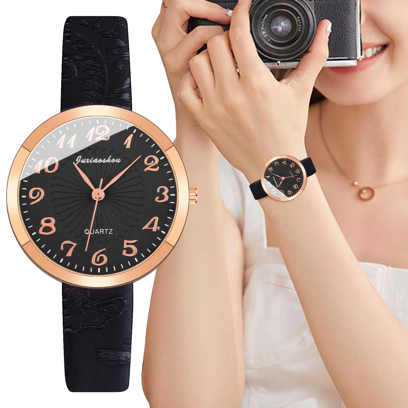 

Женские Элегантные минималистичные модные наручные часы с кожаным ремешком и циферблатом