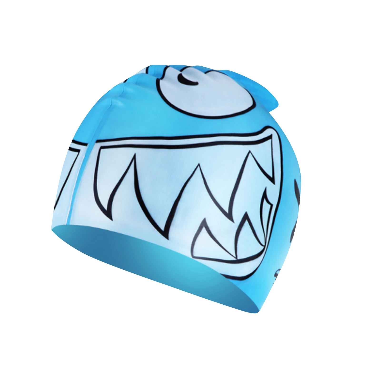 

Cartoon Shark Largemouth Fish Kids Summer Swimming Cap High Elastic Waterproof Silicone Bathing Cap for 3-12 Years Old Children