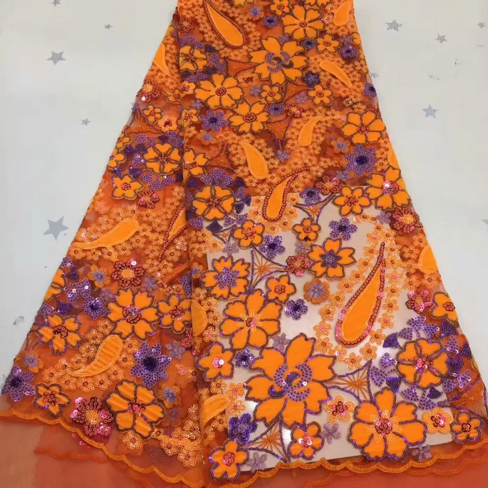 

Haute Couture Double Sequins Velvet Lace Fabric Gorgeous For European Garment Dress Sewing