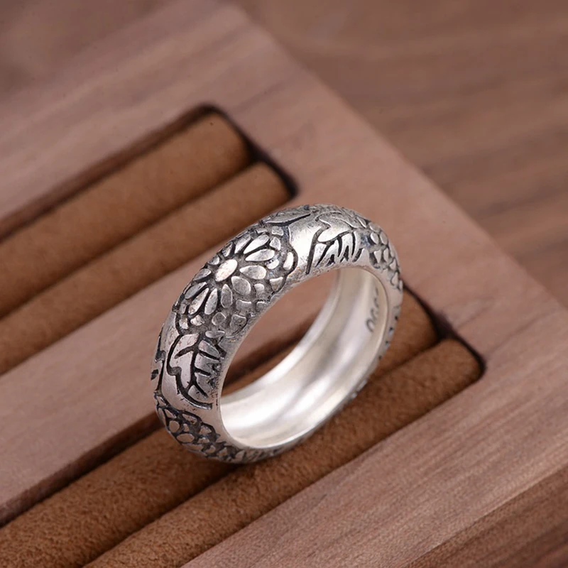 Кольцо FNJ из серебра 990 пробы с цветком размер 6 9|Кольца| |