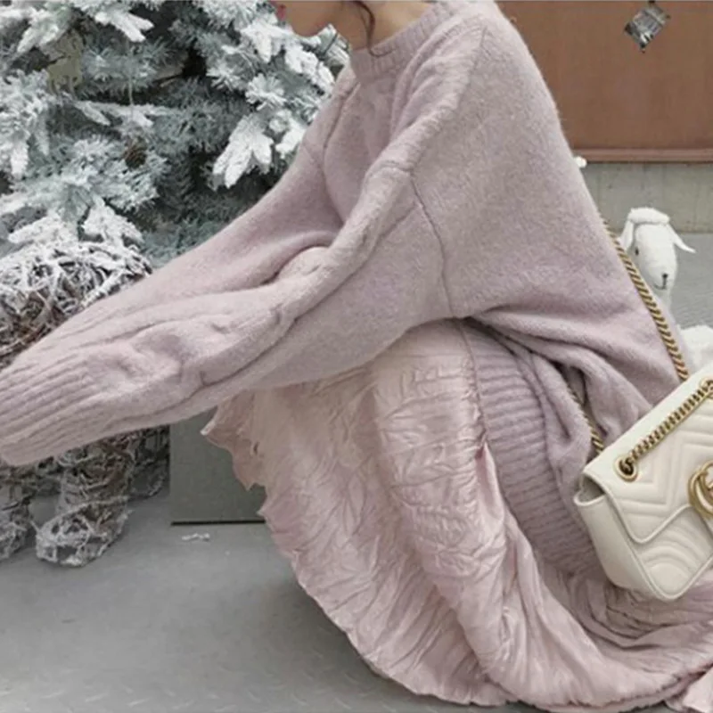 

Fannic 2020 Autumn and Winter Round Neck Thickened Loose Pullover Knitted Sweater Female