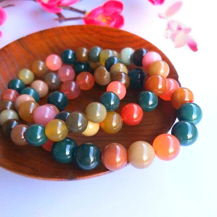 Натуральный Цвет Нефритовые бусины браслет Шарм ювелирные изделия Модные