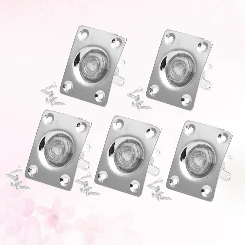 

5pcs Guitar Jack Plate Output Socket Square Indented Pickup Jack Output Plate Jack Plug Socket for Electric Guitar (Golden)