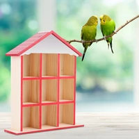 20x24x6cm outdoor garden decorative mini wooden painting bird nests house cage pet birds supplies painted wooden bird house