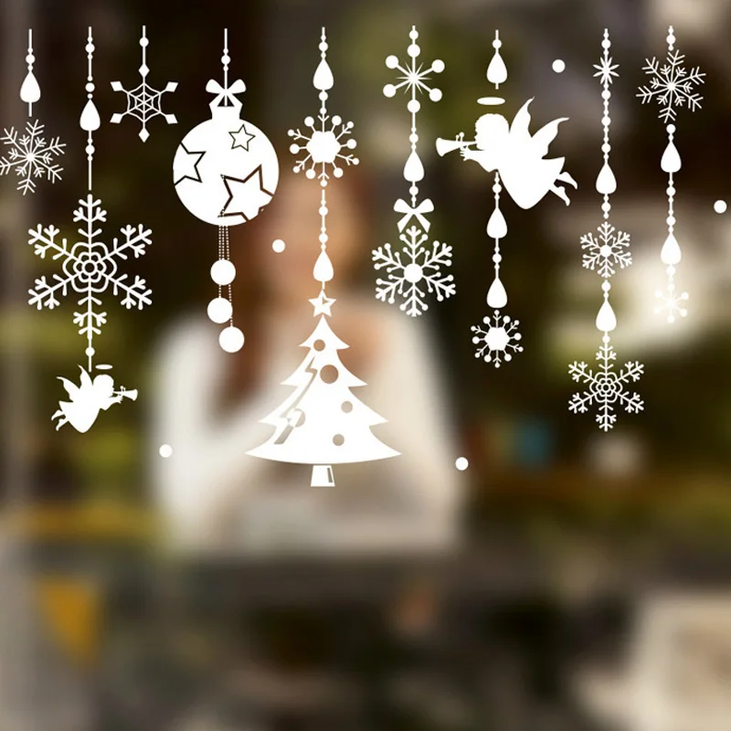 60*90cm Wall Sticker Christmas Angle Series Background Glass Shop Living Room Display Decoration 2019 | Дом и сад