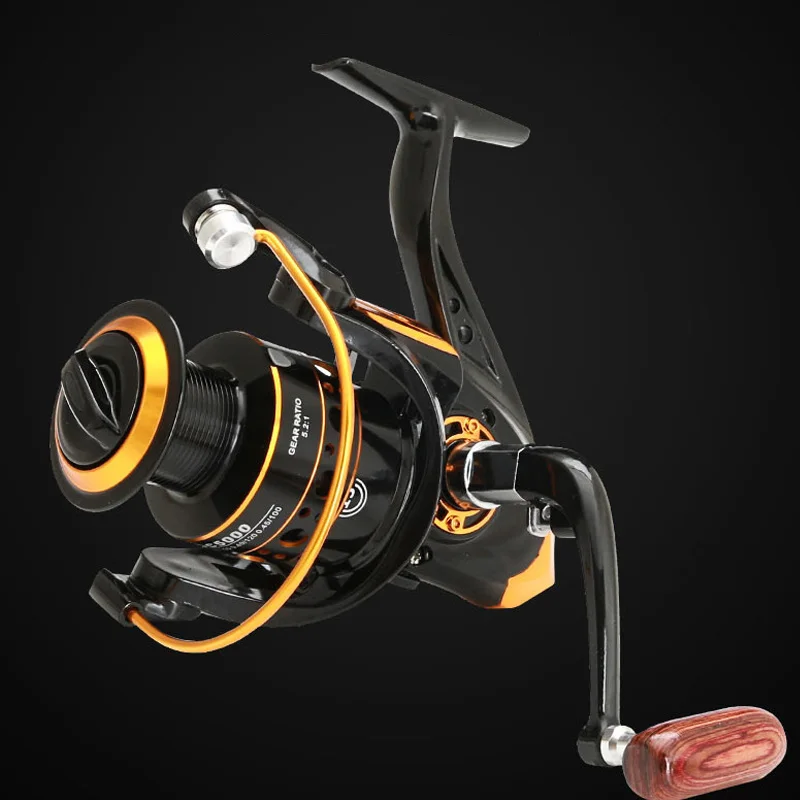 Спиннинг Рыболовная катушка 1000-7000 имитация деревянная ручка металлическая для
