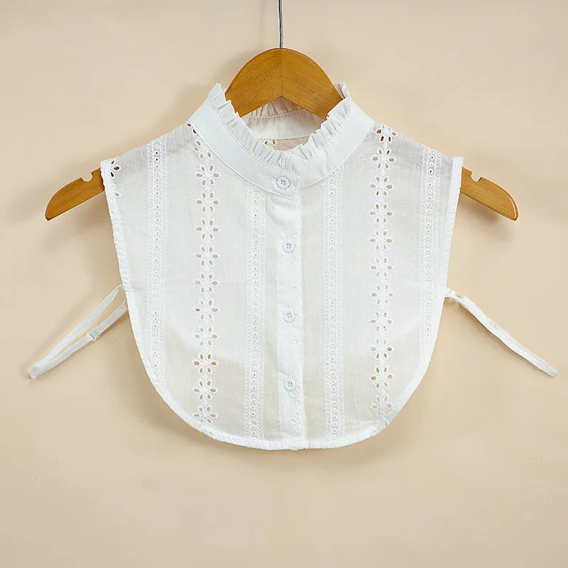 

Fashion classic White Black Cotton Ruffle Shirt Detachable False Collar Women Patchwork Women Shirt Half Fake Collar Tops