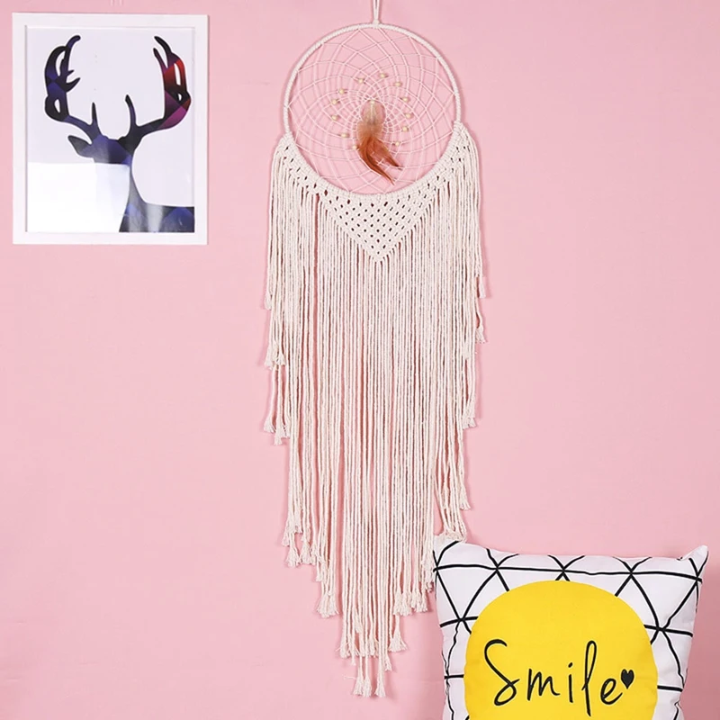 

Handmade Dream Catcher Net with Feathers Wall Hanging Dreamcatcher Craft Gift Christmas Decoration for Home - 96cm