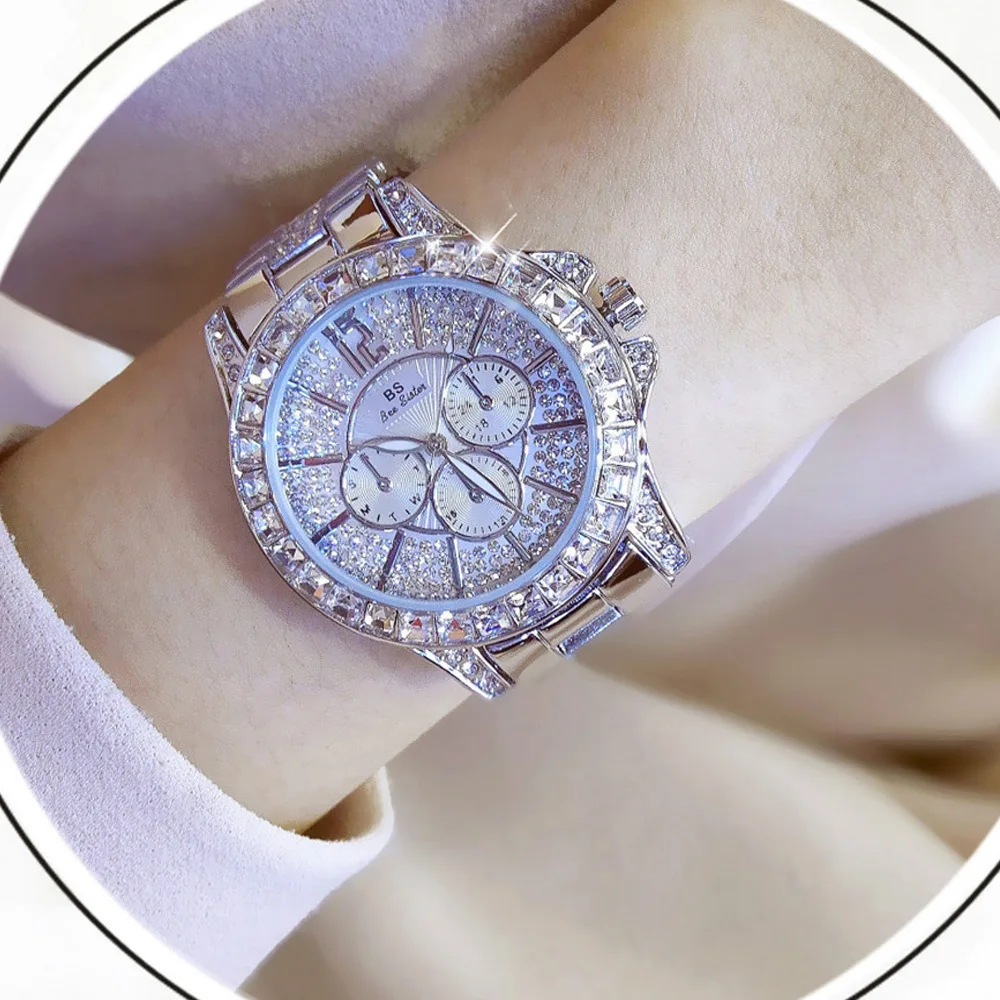

Three Eyes Full Diamond Watch Fashion Women's Crystal Crystal Bracelet Watch Crystal Watch Ladies Watches 2020