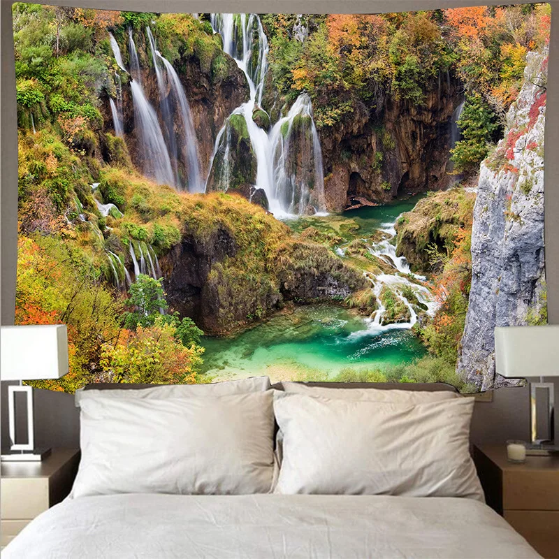 

Aggcual Nordic natural scenery tapestry wall hanging Art Print Background cloth home decor mural Wall coverings tablecloth tap23