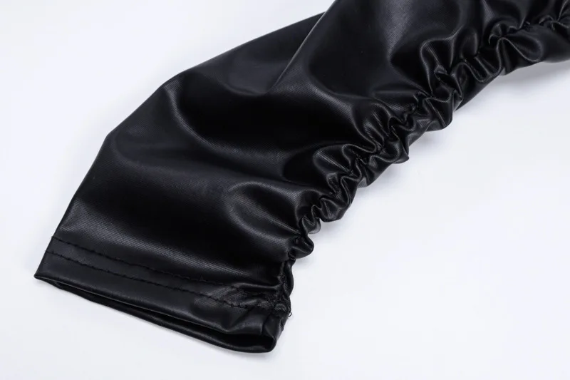 

BohocotoL European and American explosion models 2019 autumn and winter new PU leather one-shoulder open-back sexy package hip d