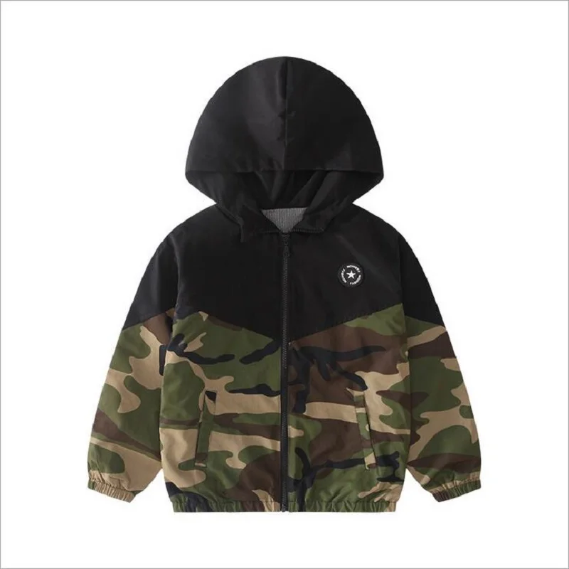 

Spring Kids Clothes Children Outwear Jackets New Fashion Printing Camouflage Color Zipper Boy's Hooded Jackets For Kids Coats