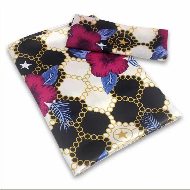 Новинка 2 + 4 Ярда африканская шелковая ткань Лидер продаж шелк с восковым принтом