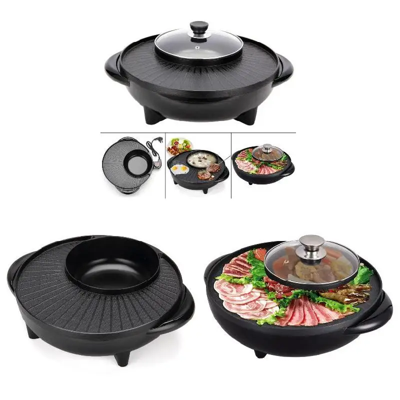 electric baking pan hot pot non stick temperature controlled aluminum alloy for kitchen camping frying pan гриль эл