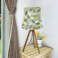 printed leaf elastic cloth round lampshade art deco lamp covers ins prints lamp shade washable light shade