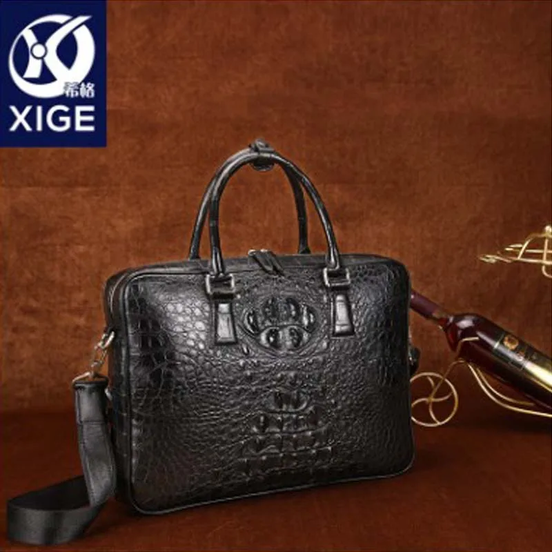 Xige Крокодил Портфель Мужская поношенная Коммерческая посылка натуральная кожа