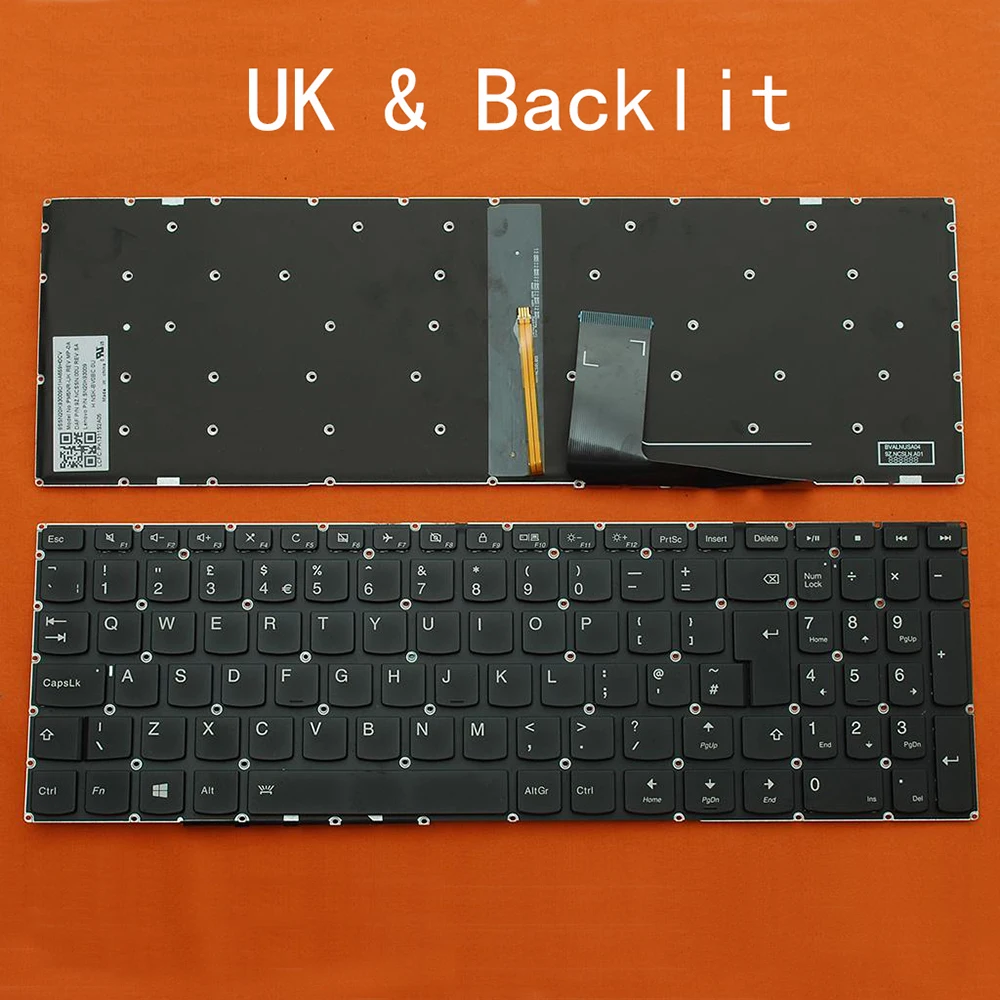 Новая черная клавиатура для ноутбука Lenovo Ideapad 310 15IKB 15ISK 15ABR 15IAP с подсветкой
